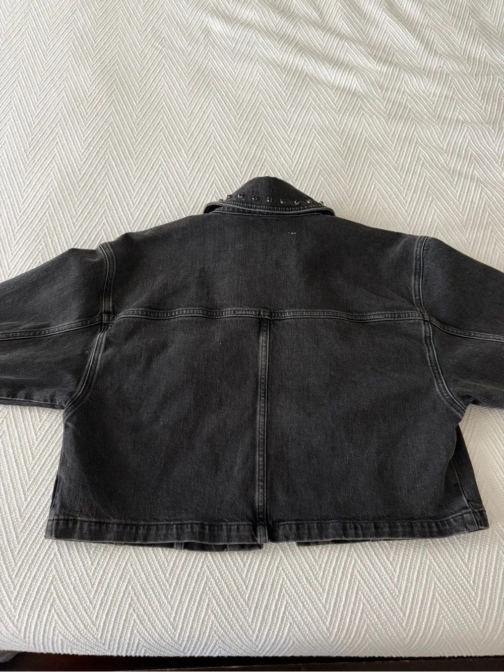 Pilcro by Anthropologie Black Studded Cropped Denim Jacket